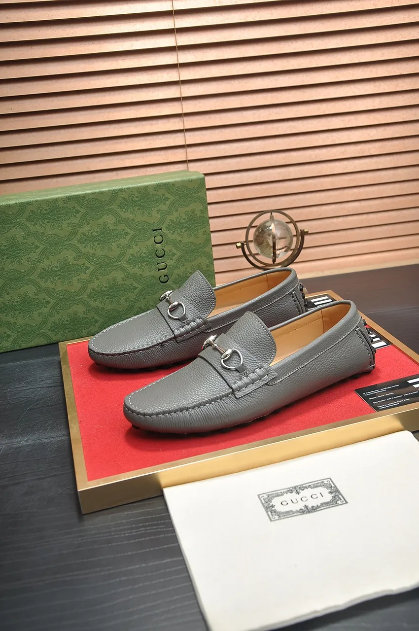 Men's Men's Shoes💰420💶【GUCCI】 (High-end Niuli) New 🍀Gucci*——Gucci Doudou Shoes! Made of imported original cowhide, the inner top layer is comfortable cowhide lining! Original wear-resistant rubber outsole! High quality products! Code number 38-44!